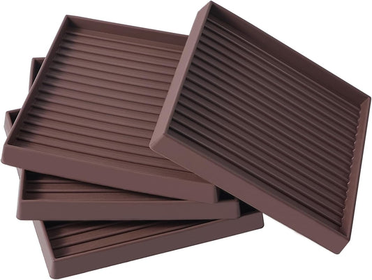 5x5 Square Rubber Furniture Caster Cups, Anti-Sliding Furniture Pads Bed Stopper Floor Protectors with Grip - Protect Any Flooring