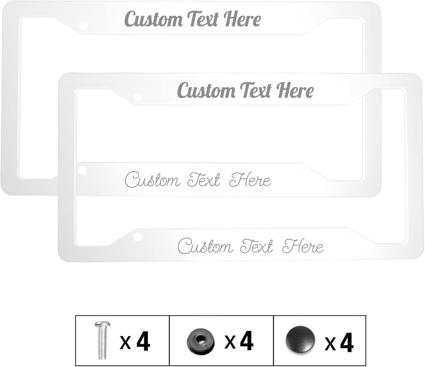 Custom Personalized Metal Engraved Standard Size License Plate Frame,Funny Car Auto Truck Message Plate Holder for Men Women,Silver Text (Silver)