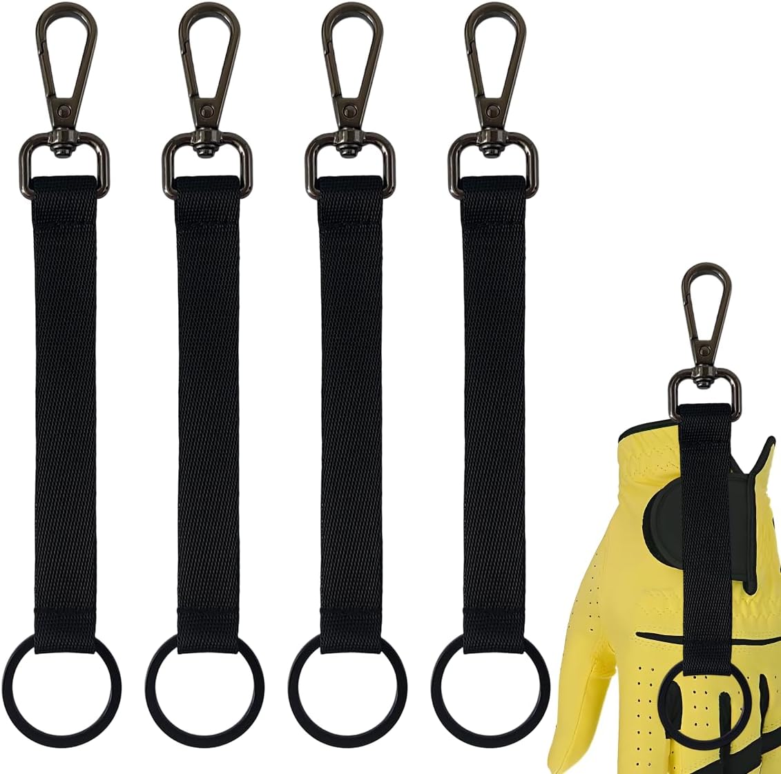 4PCS Golf Glove Grabber Holder,Glove Belt Keeper Strap, Stylish Glove Holder with Metal Clip and Keyring,Essential Golf Glove Accessories