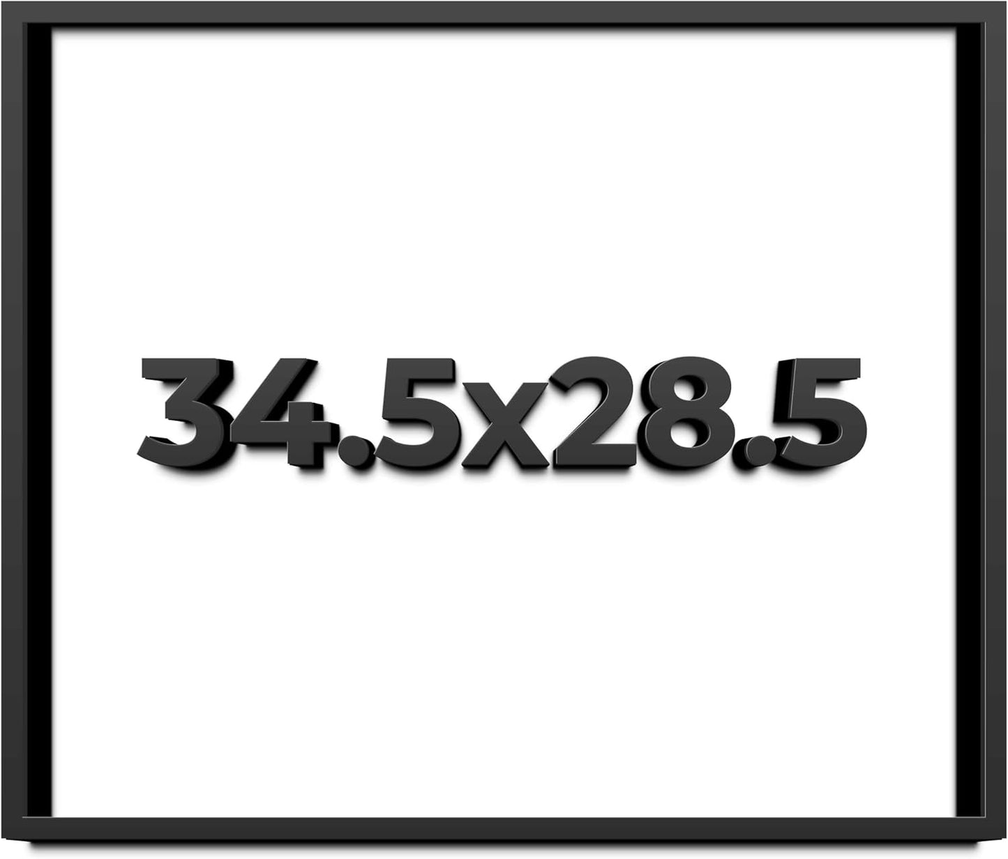 34.5x28.5 Shadow Box Black Solid Wood Display Frame with White Acid-Free Backing UV Acrylic & Hanging Hardware - with 3/4" Usable Depth