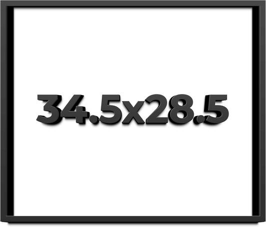 34.5x28.5 Shadow Box Black Solid Wood Display Frame with White Acid-Free Backing UV Acrylic & Hanging Hardware - with 3/4" Usable Depth