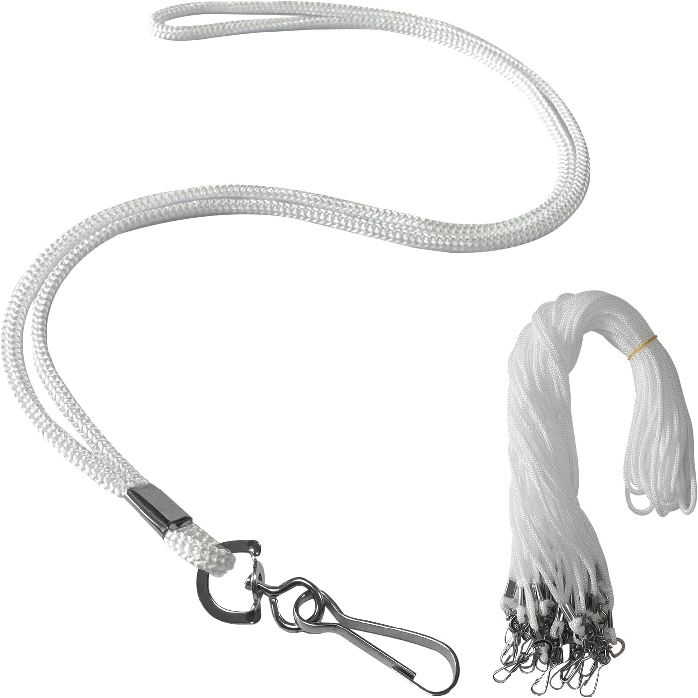 120 Pcs White Lanyards Premium Bulk Lanyards Round 36" with Swivel J Hook for ID Name Badge Holder, VIP, School, Kids, Coach, Conference, Festival and Hang Keys