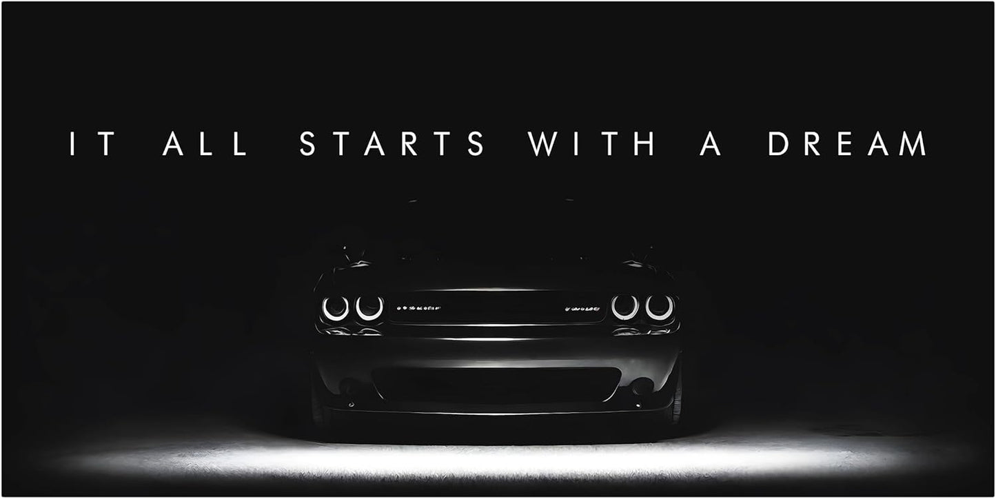 Motivational Wall Art for Office, Super Car Art Canvas, Inspirational Automotive Decor for Challenger Sportscar Lovers, Motivational Wall Decor for Office and Home, Inspiring Car Poster (8 x 8 in)