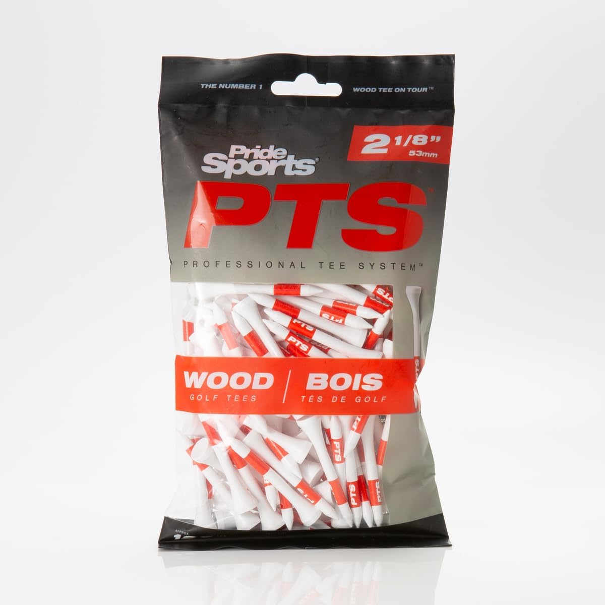 PrideSports PTS Wood Golf Tees | 120 Count, 2-1/8 Inch | #1 Wood Tee on Tour | Best for Drivers & Woods