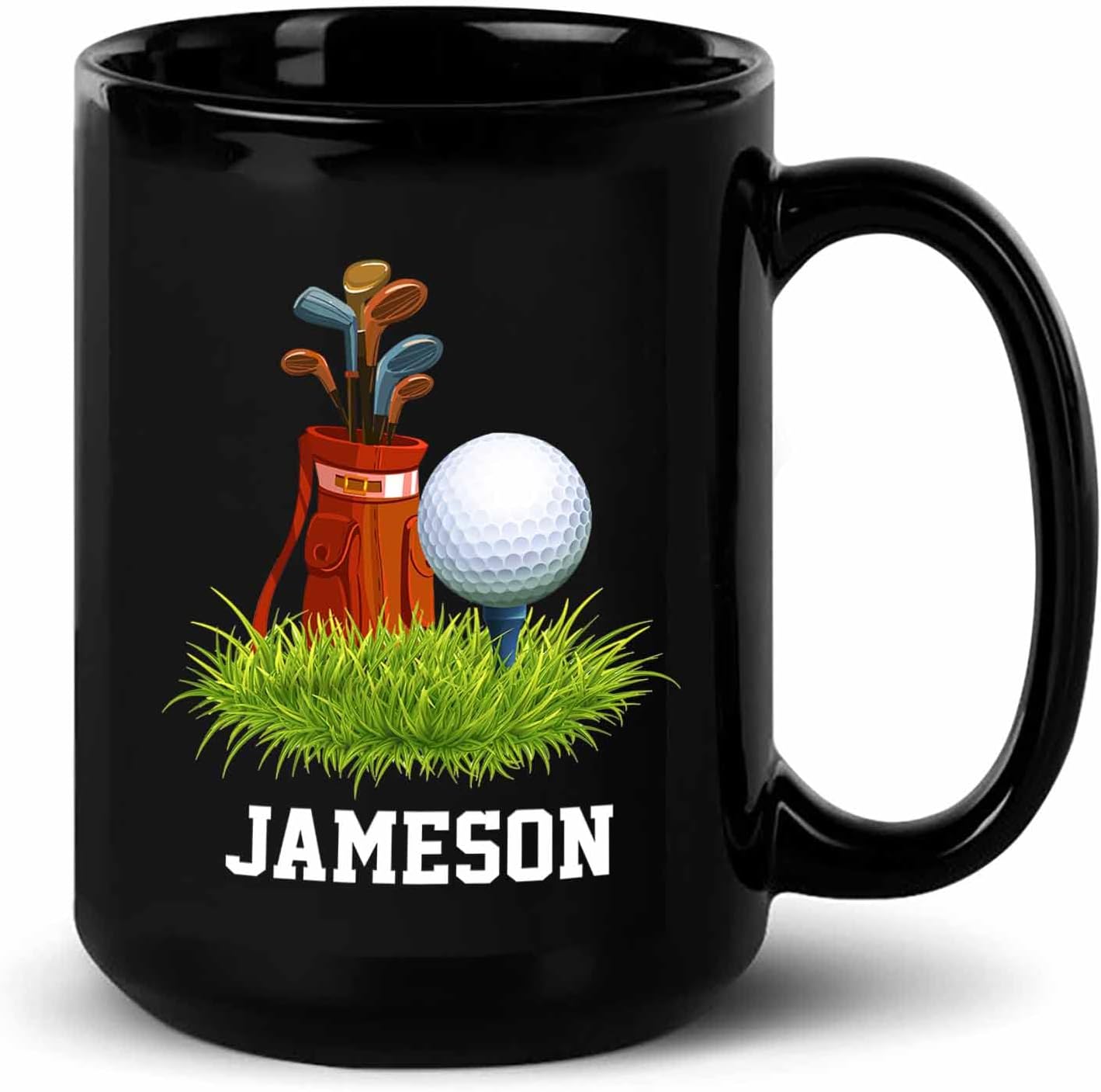 Customized Name Golf Players Coffee Mugs 11 Oz 15 Oz, Personalized Cup Gifts for Men Women Fans Team Sport, Golf Clubs Travel Mug, Golfer Player Black Ceramic Mugs