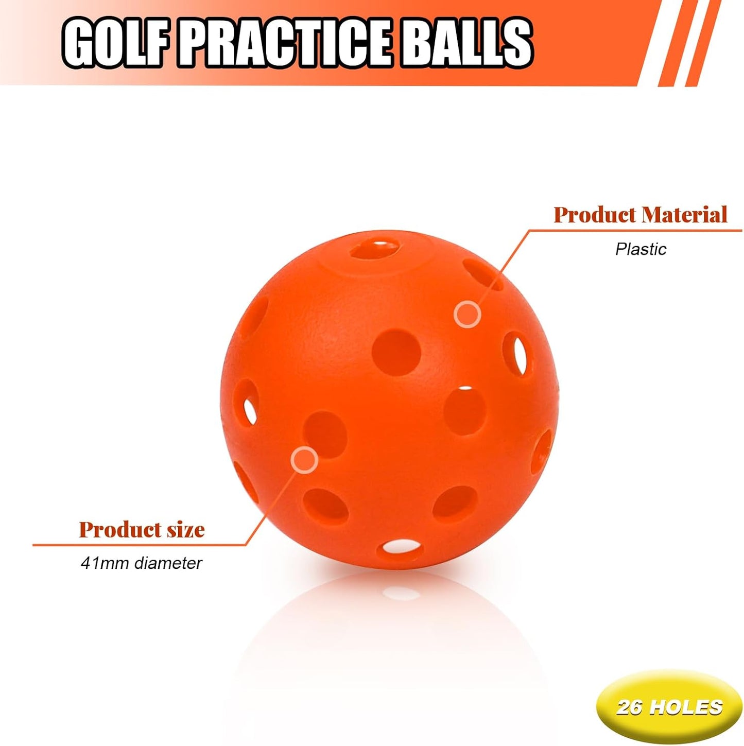 Plastic Golf Balls Practice Limited Flight Golf Training Ball Hollow Swing Practice Indoor Golf Balls with Mesh Drawstring Bag for Backyard Driving Range or Outdoor