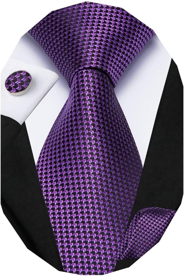 Dubulle Mens Paisley Striped Tie WOVEN Necktie for Men and Handkerchief Cufflinks Set Wedding Formal Business