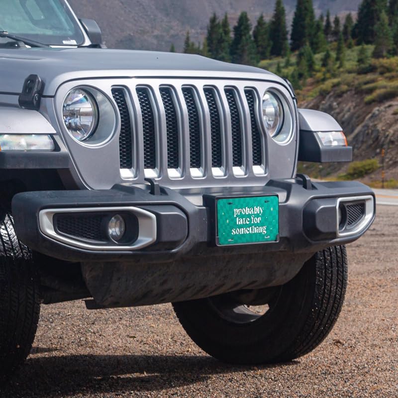 Unique Vanity License Plates | 16 Individual Designs | 3 Sizes (Automobile, Golf Cart, Motorcycle/Bike) | Made in U.S.A. | Custom Car Tags (Probably Late, Golf Cart (7" x 4"))