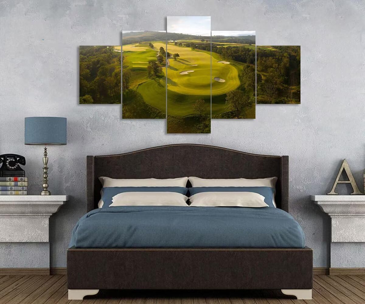 chenchenArt Payne's Valley Golf Course Wall Art Canvas Prints - Payne's Valley Golf Course Pictures Wall Decor for Living Room Bedroom Bathroom Home Decorations Framed Ready to Hang(60''W x 32''H)