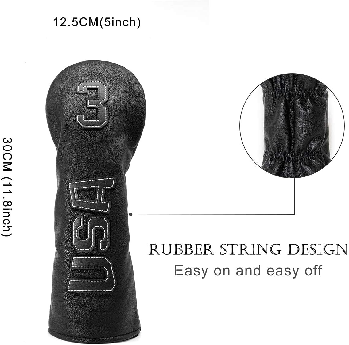 TaylorMade, Titleist, Callaway Golf Driver & Fairway Wood Headcovers - Black Synthetic Leather, Thick, Cool, USA Made