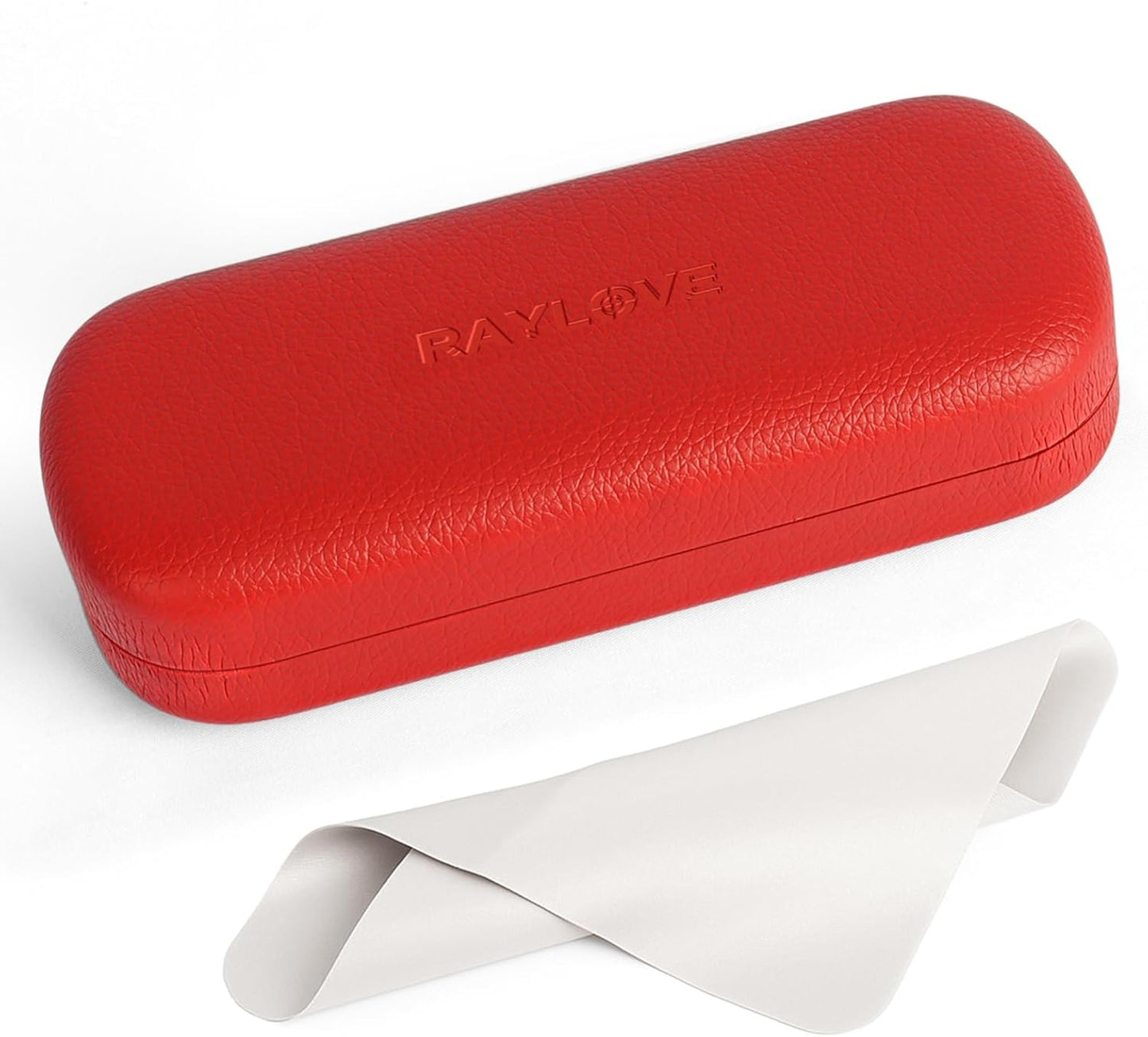 RayLove Glasses Case Hard Shell Eyeglass Case with Cleaning Cloth, PU Leather Protective Eye Glass Cases Fits Most Sunglasses