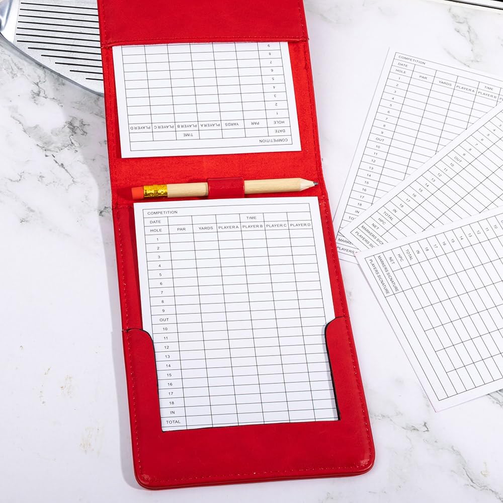 Custom Name Golf Scorecard Holder Leather Personalized Monogram Golf Yardage Book Cover Birthday Gifts 13.78×4.53INCH 5 Colors