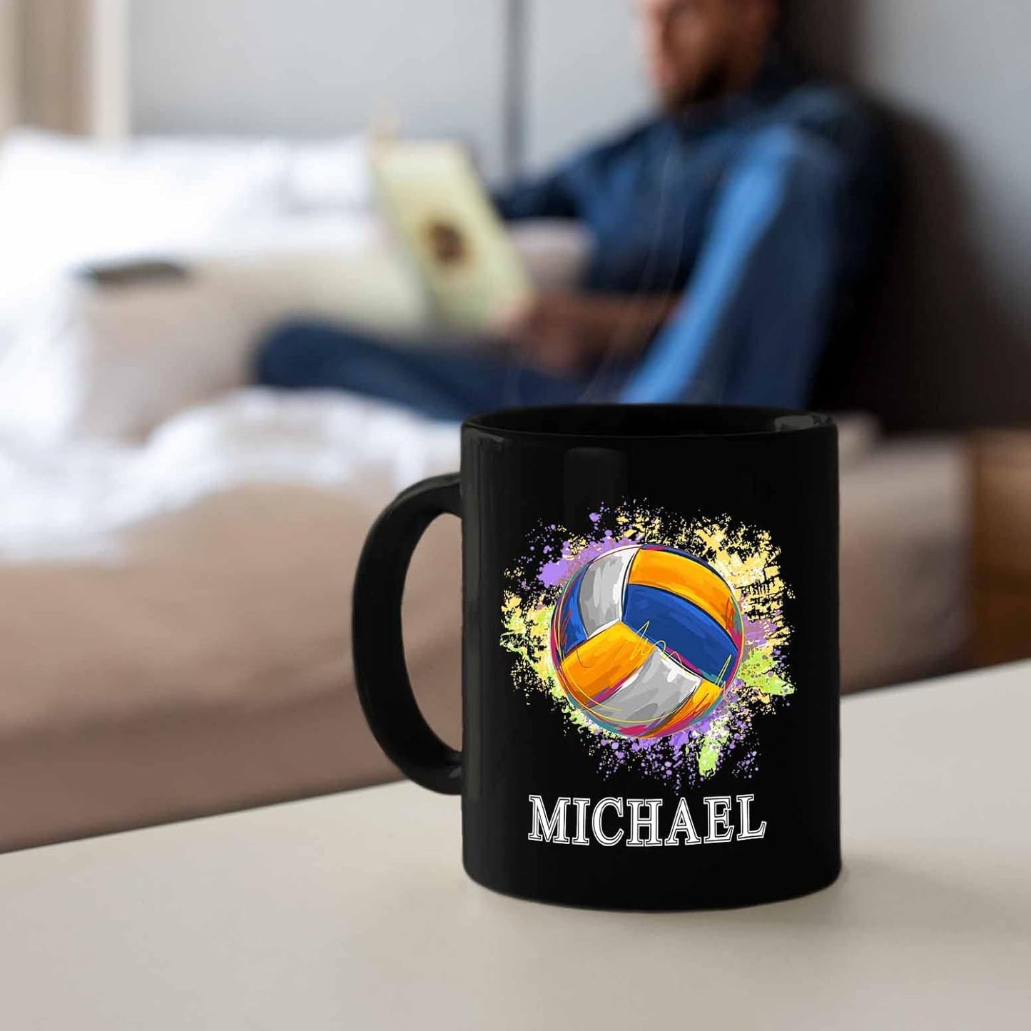 Personalized Black Coffee Mugs With Choose Name, Custom Volleyball Travel Mug Gifts For Team Coach, Volleyball Lovers - 11 Oz, 15 Oz Pride Mug