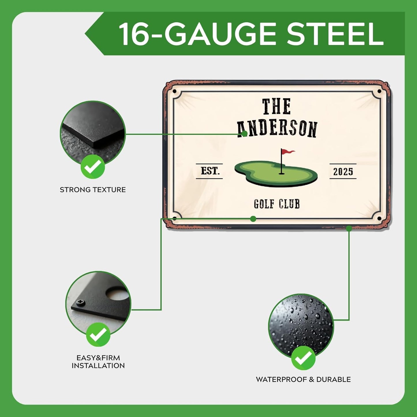 Personalized Golf Metal Sign, Vintage Country Club Villa Decor, Custom Metal Sign with Name, Personalized Golf Wall Decor for Club Garage Bar, 19th Hole Wall Art, Gifts for Golfers Dad Father Husband