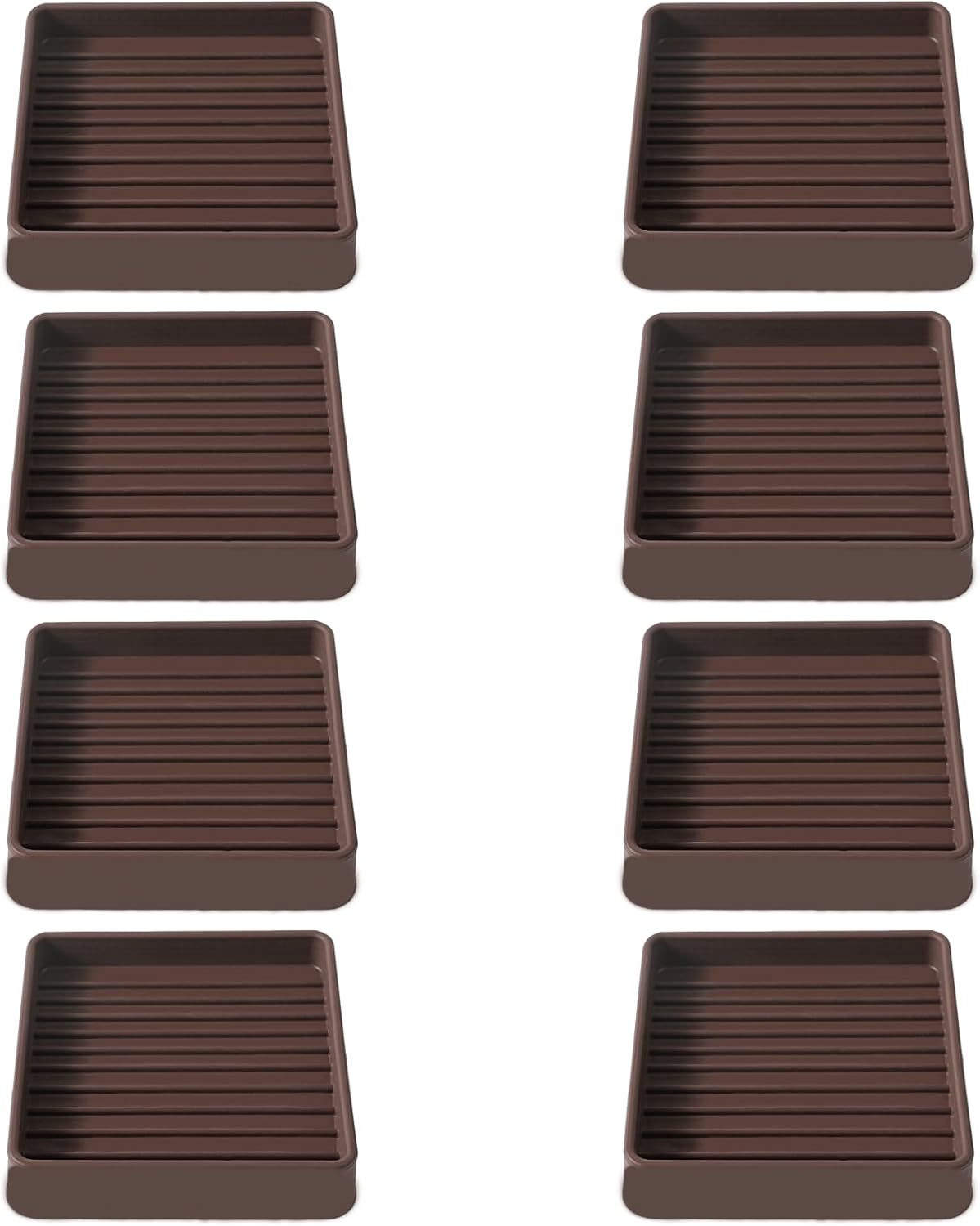 2.5x2.5 Square Rubber Furniture Caster Cups, Anti-Sliding Furniture Pads Bed Stopper Floor Protectors with Grip - Protect Any Flooring