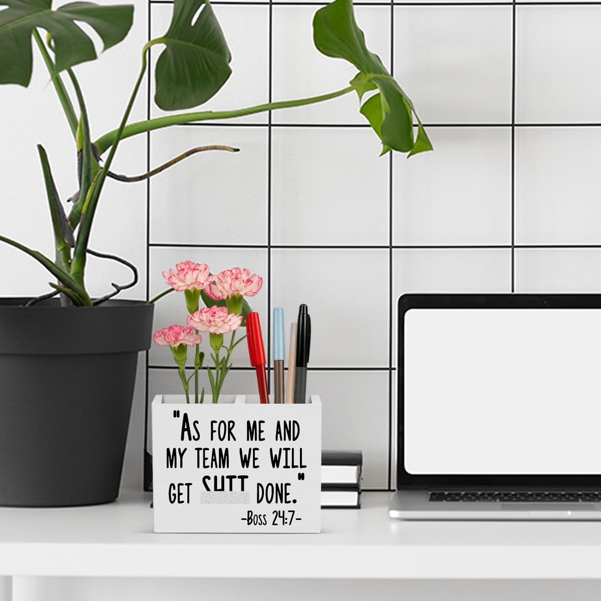 Bosses Day Gifts for Women Men Manager Funny Office Decor for Women Wooden Pencil Holder National Boss Day Decorations Gifts for Supervisor Leader Men HR Coworker Manager Office Desk Decor A 04