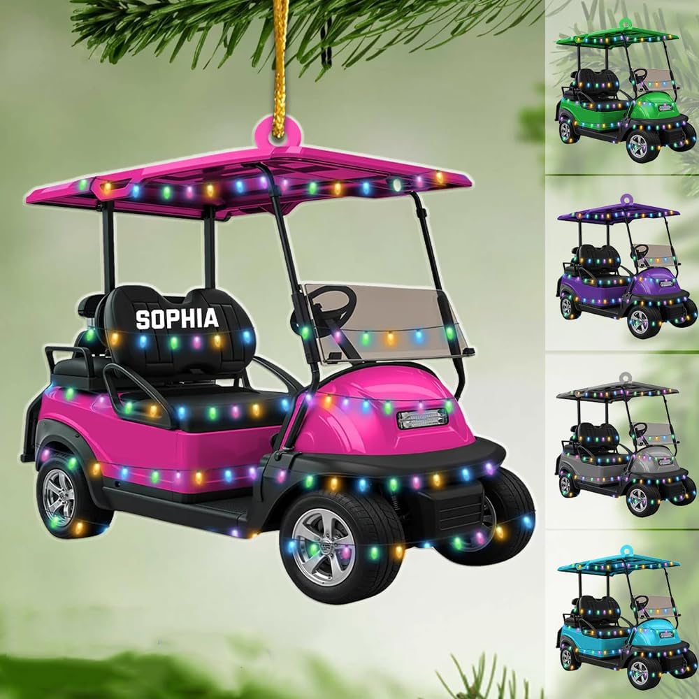 Personalized Golf Car Christmas Ornament, Christmas Ornament, Golf Cart Family, Golf Ornament, Golf Cart Ornament, Golf Christmas Ornaments, Golf Ornaments for Christmas Tree Gift for Golf Lovers/2