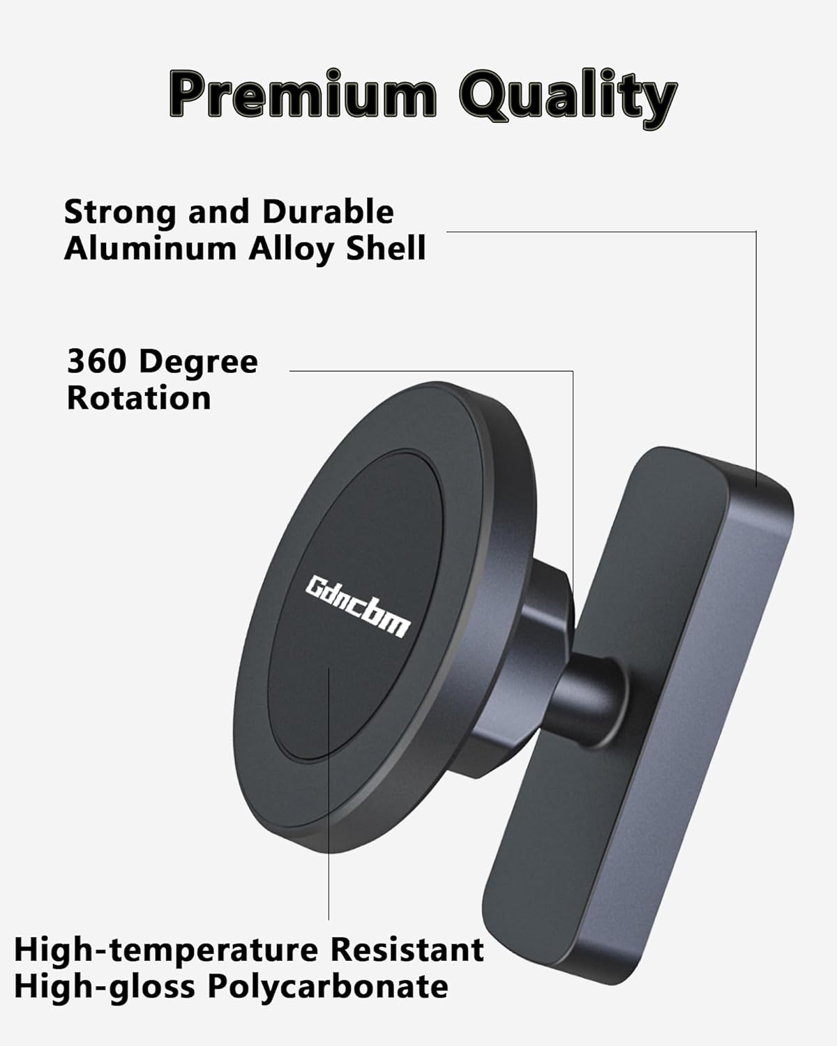 Magnetic Golf Cart Phone Holder：360 ° Rotatable Anti Shake Alloy Phone Mount Compatible with Mag-Safe iPhone 16-12 - Golf Cart Accessories Suitable for EZGO, Club Car, Yamaha, Icon