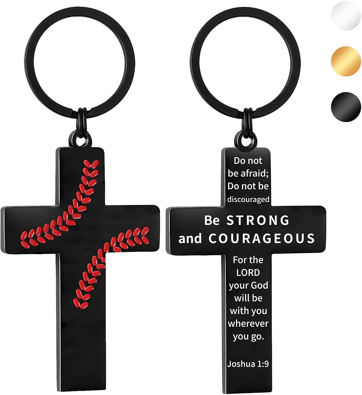 Football/Baseball/Soccer/Basketball Cross Keychains for Men First Communion Baptism Confirmation,Mens Gifts