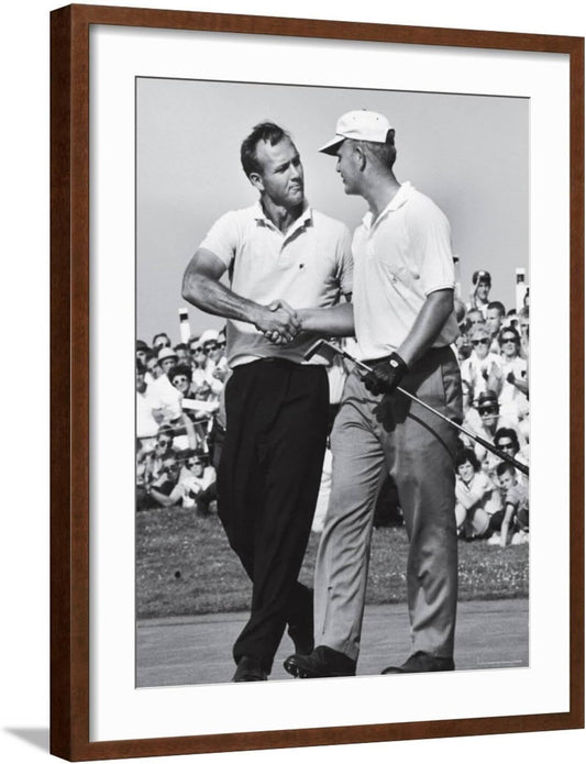 ART.COM Wall Premium Photographic Print Golfer Jack Nicklaus and Arnold Palmer During National Open Tournament on Brown Frame by John Dominis, 23" x 29"