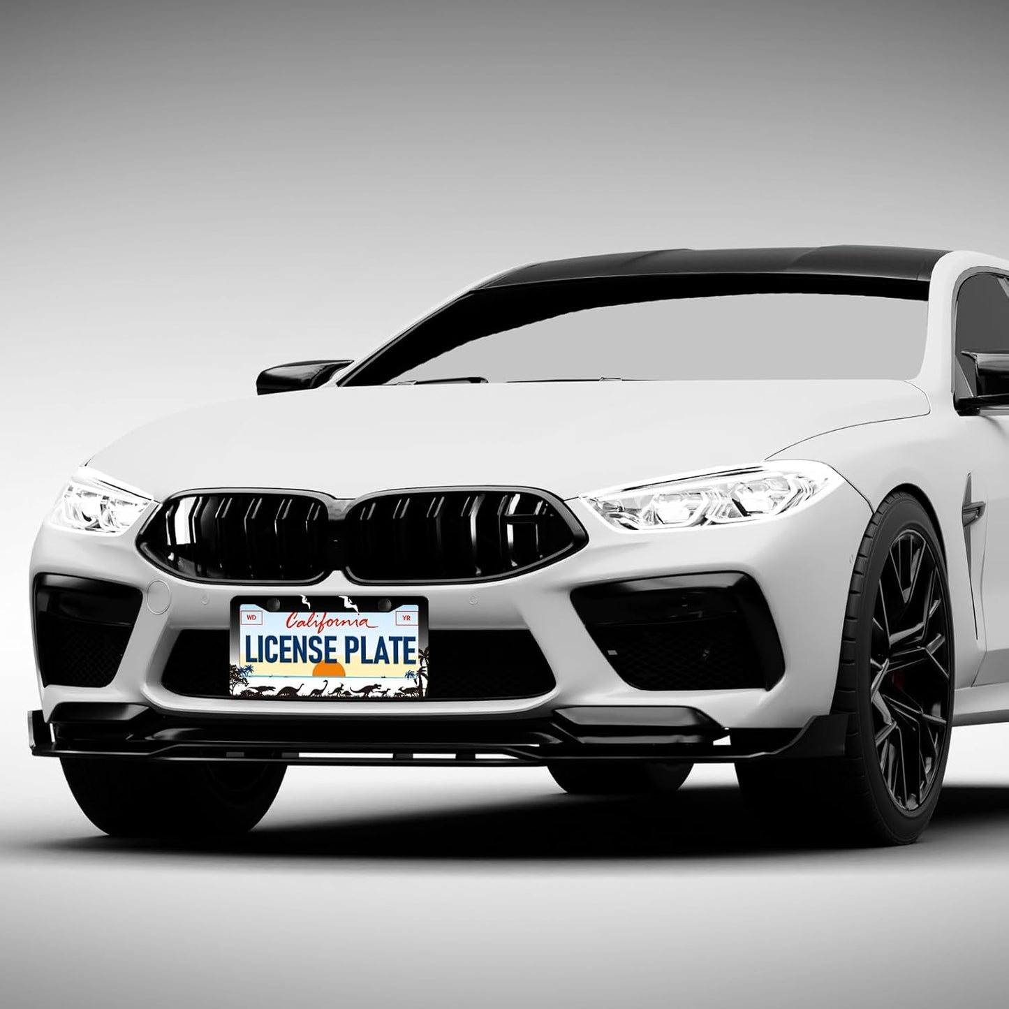 Dinosaurs Silhouette License Plate Frames - 2 Pack Personalise License Plates Holder Covers, Aluminum Metal Rust-Proof Waterproof Car Tag Frame with Screws Fasteners Caps