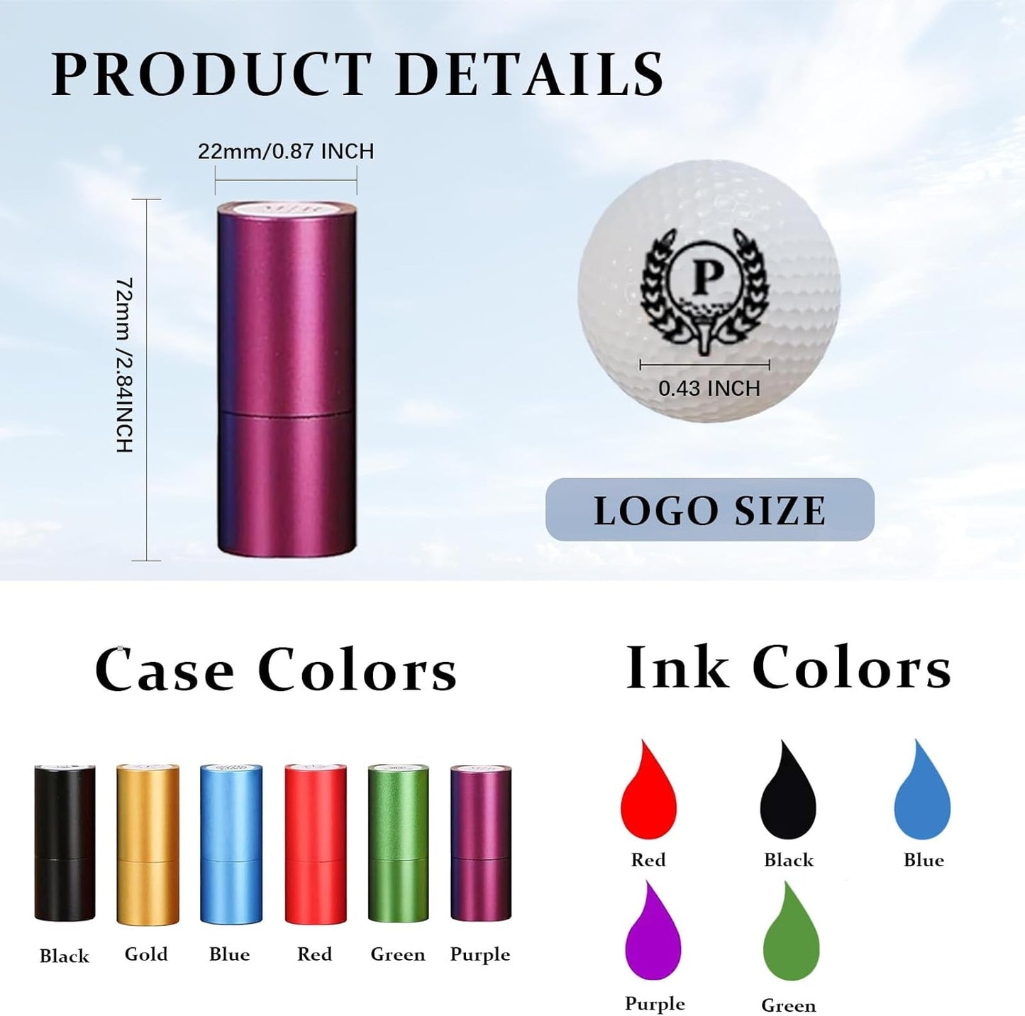 Custom Golf Ball Stamp Personalized Golf Ball Stamper with Monogram Logo Waterproof Ink Golf Accessories Gifts for Golfers Dad Husband Boyfriend