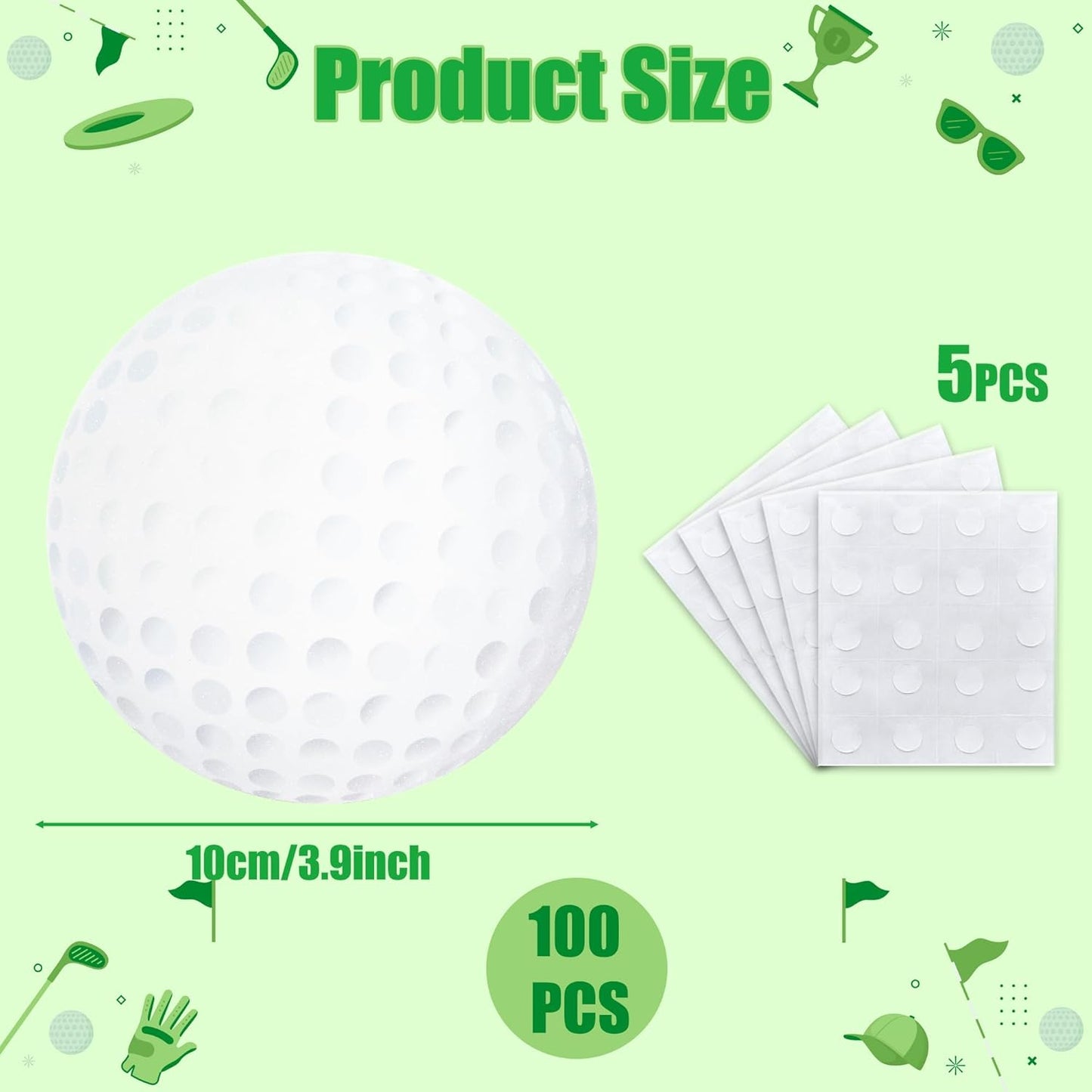 Glitter Golf Cutouts- 100Pcs Sport Ball Cut Outs Bulletin Board Golf Ball Shape DIY Paper Cuts Party Decorations for Sports Theme Par-Tee Time Party Baby Shower Birthday Classroom Game Day Wall Decors