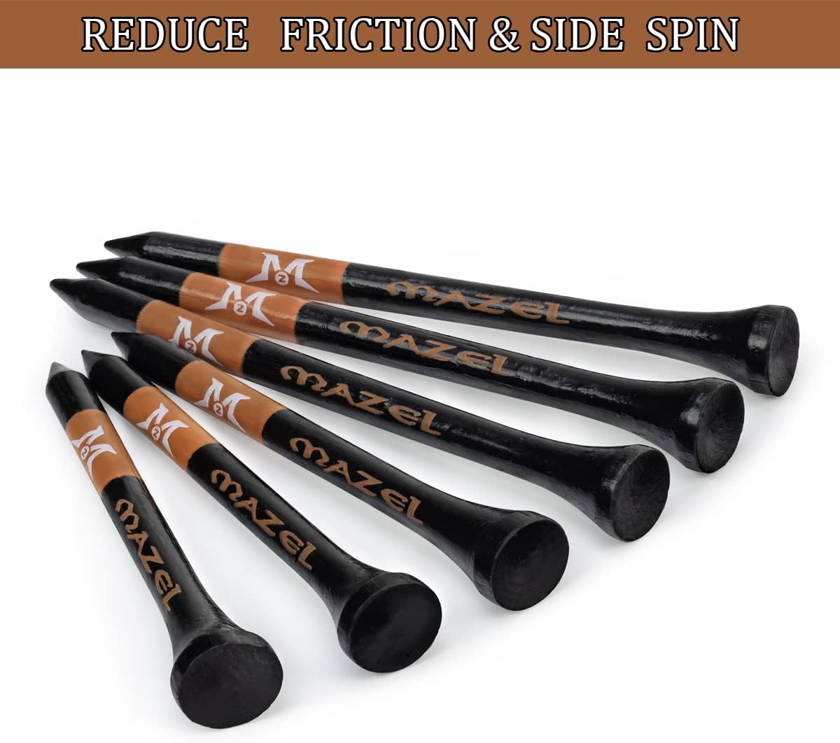 MAZEL Natural Wood/Bamboo Golf Tees 2 3/4 Inch & 3 1/4 Inch,Pack 50 or 120,Reduce Friction & Side Spin,More Stable Golf Tees