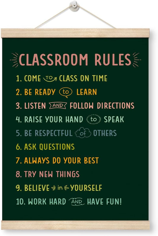 WDSXWH Classroom Rules Poster, Classroom Expectation Posters for Preschool Middle School Kindergarten Elementary Back to School Teach Supplies