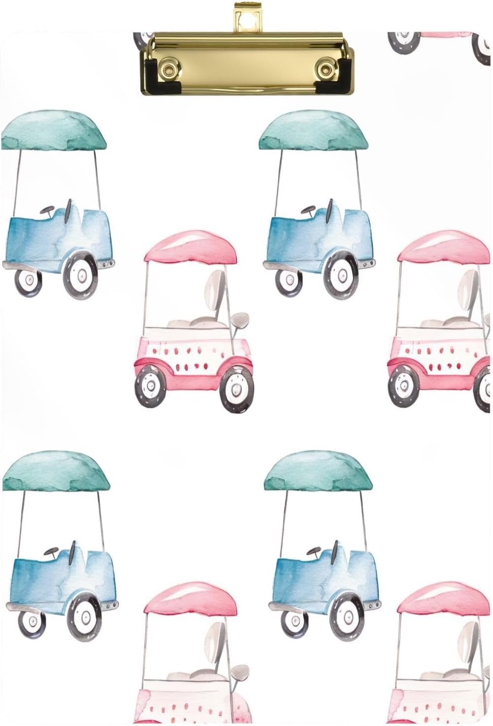 Golf CarThick Clear Acrylic Clipboard with Shiny Gold/Silver Finish Clip21344677