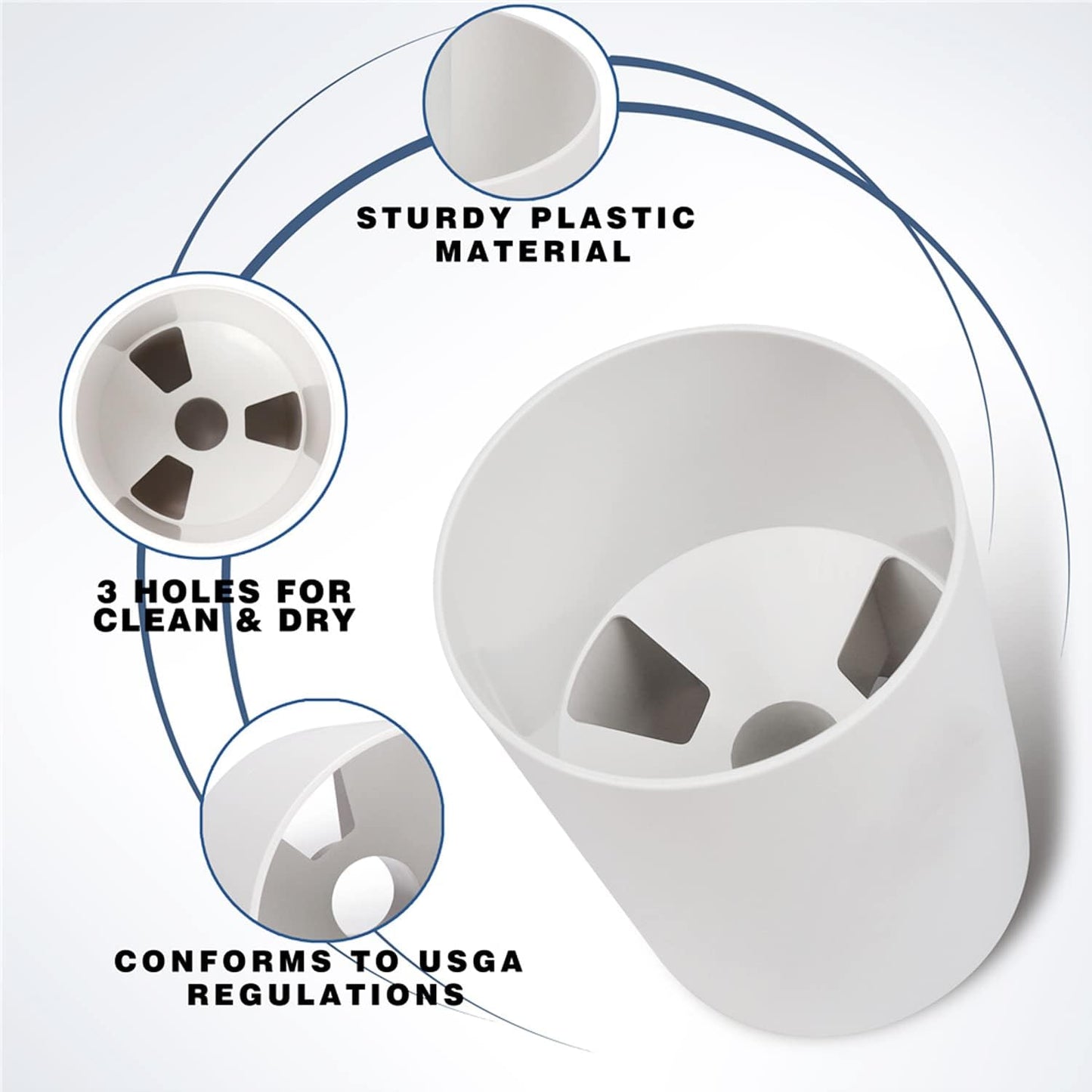 ZLY 2PCS Golf Hole Cup,ABS Ivory White Plastic Golf Cups,Dimension 4" Depth, Diameter 4 1/4 inches,Fits PGAL|PGA|USGA Regulations,for Backyard Golfs Practice