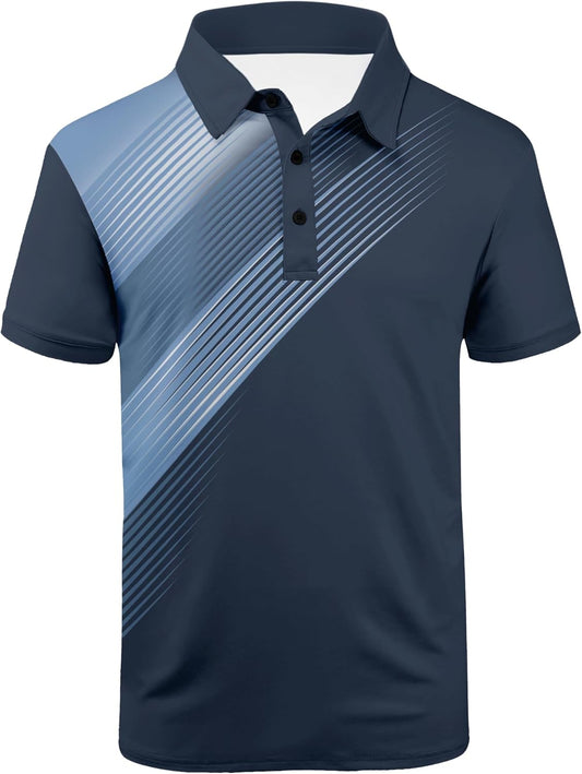 SCODI Mens Golf Shirt Moisture Wicking Performance Sport Short Sleeve Print Golf Polo Shirts for Men