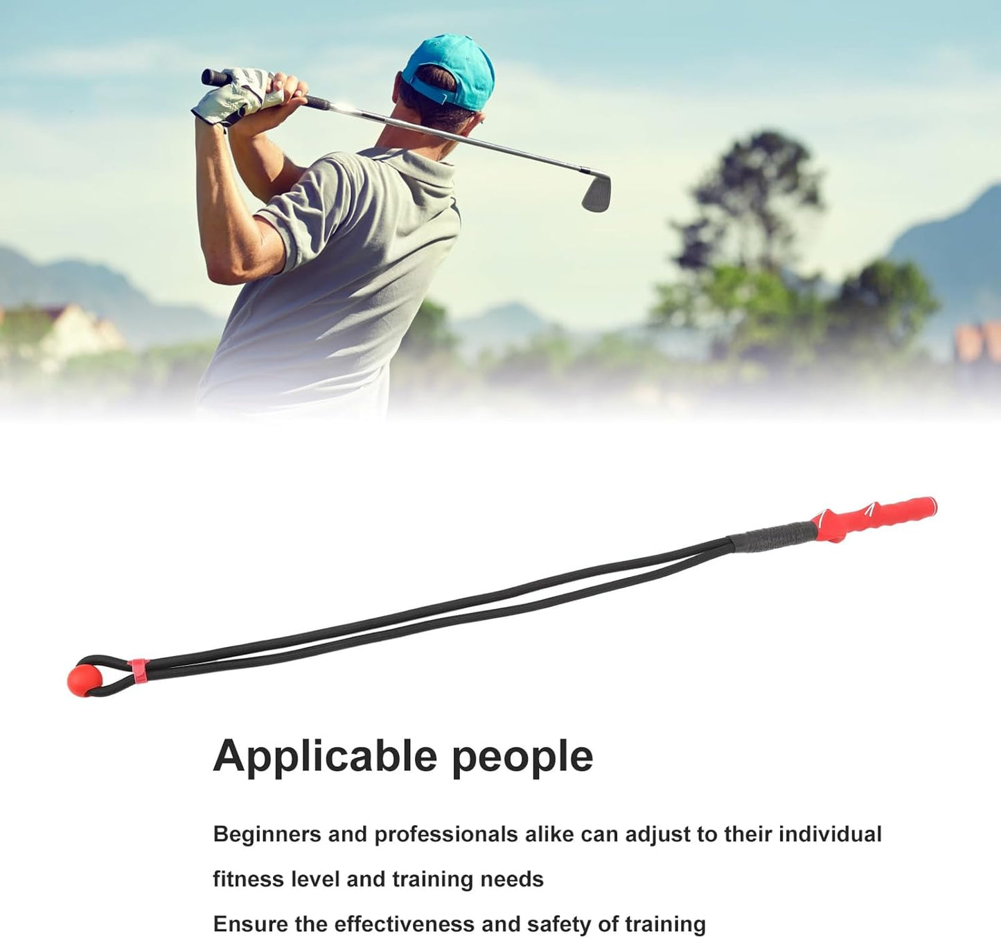 Club Swing Training Aid Rope, Nylon Resistance Golf Swing Trainer with Ergonomic Grip - Improve Swing Rhythm, Strength & Posture for Beginners and Pros