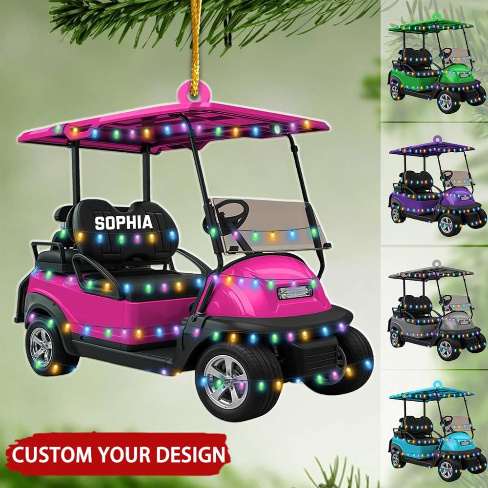 Personalized Golf Car Christmas Ornament, Christmas Ornament, Golf Cart Family, Golf Ornament, Golf Cart Ornament, Golf Christmas Ornaments, Golf Ornaments for Christmas Tree Gift for Golf Lovers/2