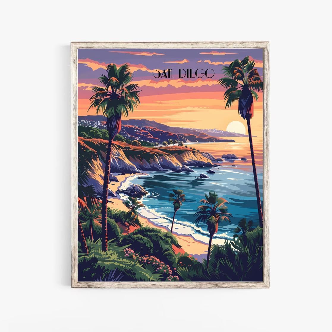 Turnip Designs 8X10 Unframed San Diego California Retro City Urban Landscape Art Print Poster Illustration Home Decor RC018