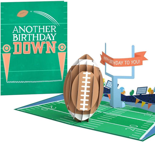 Lovepop Birthday Pop-Up Card for Him - 3D Football Greeting Cards for Boys, Men - Another Birthday Down - 5" x 7" Card - Blank Note Card & Envelope Included