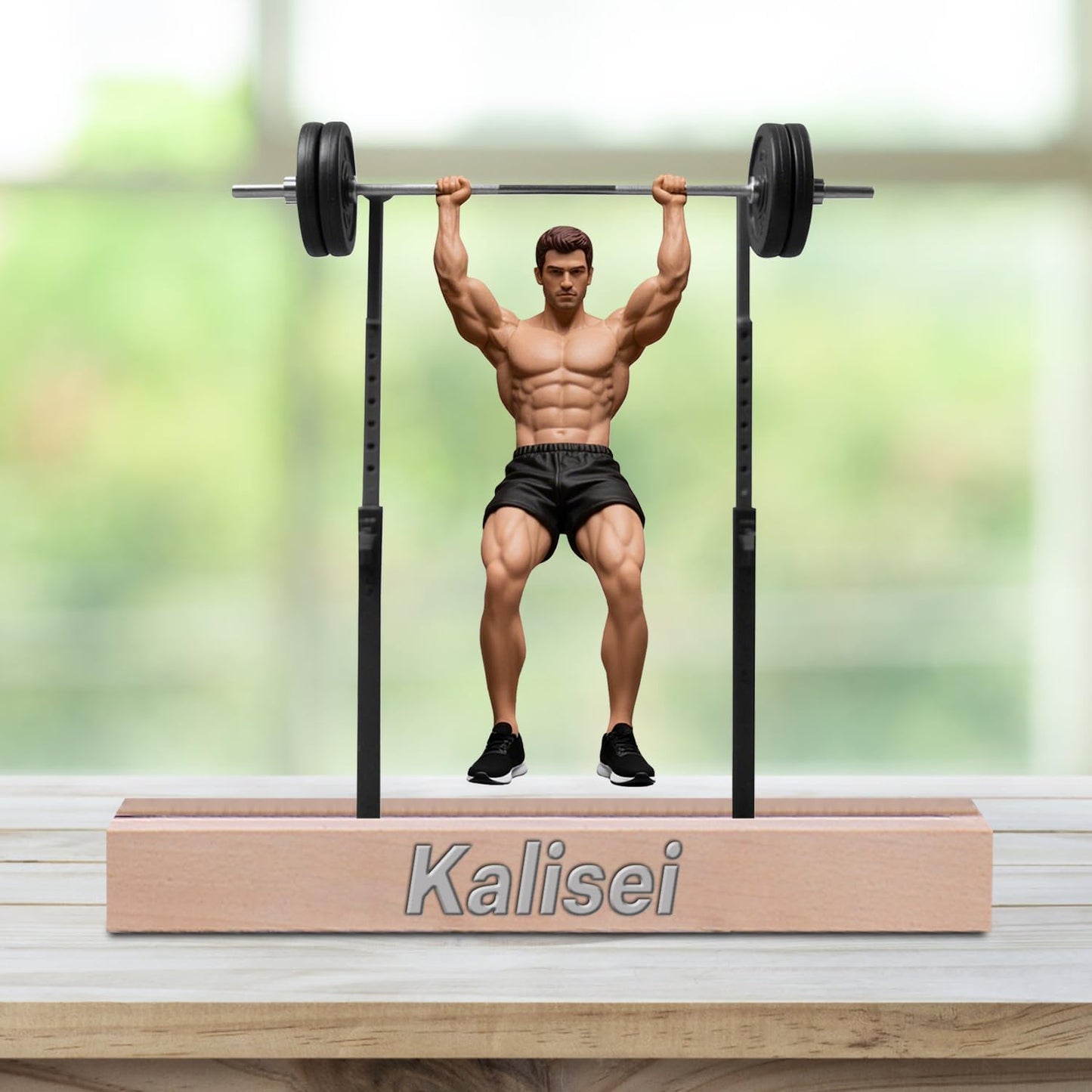 Personalized Fitness Muscle Man Ornaments for Bedroom Office Sport Room Custom Name Figurine Sign Plaque Fitness Dumbbells Athlete Acrylic Plaque Home Decor Gift for Men Women Sport Lover