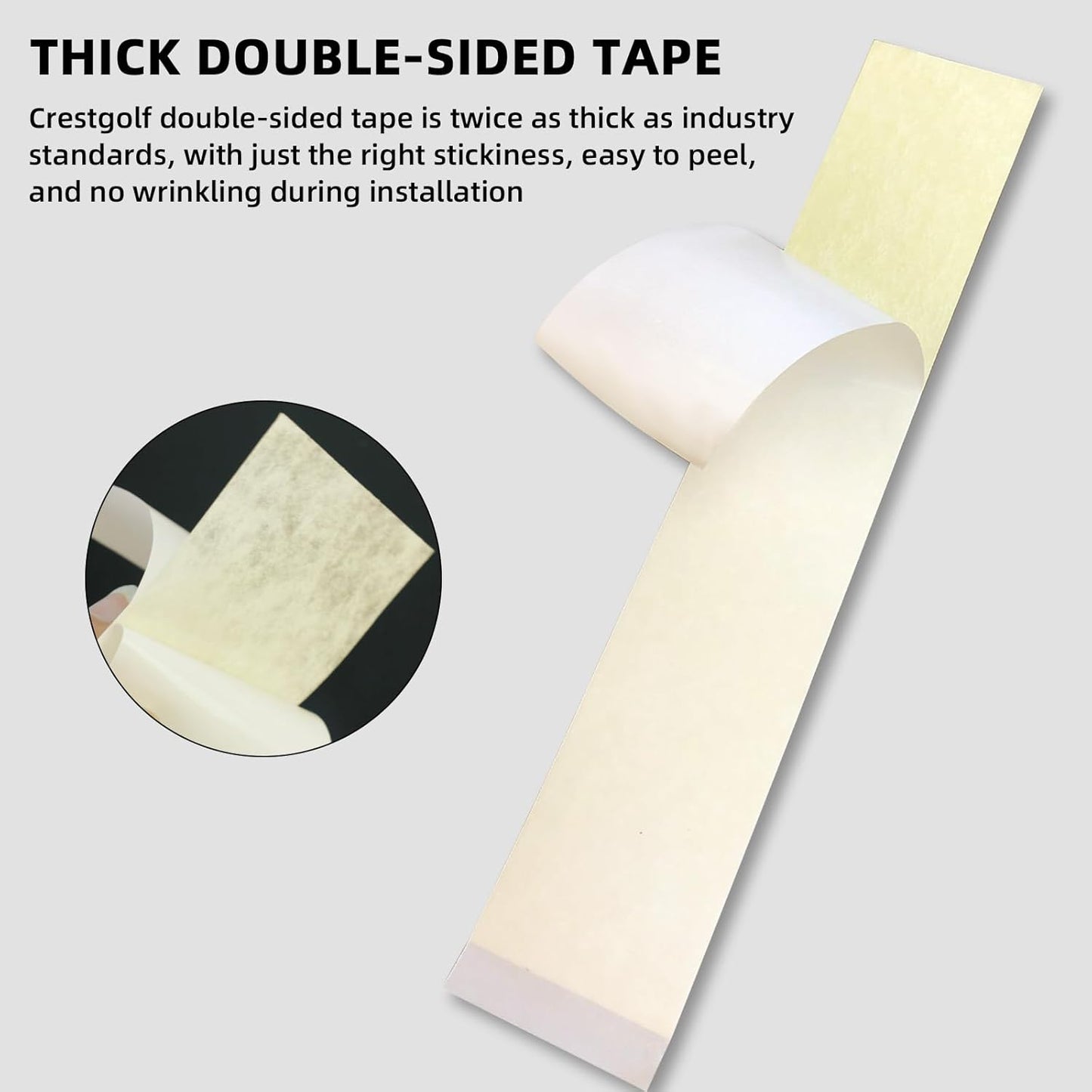 Crestgolf Golf Grip Tape 1.2U Thick Adhesive, 2" x 10" Solvent Activated Double Sided Adhesive Strips for Regripping Golf Clubs