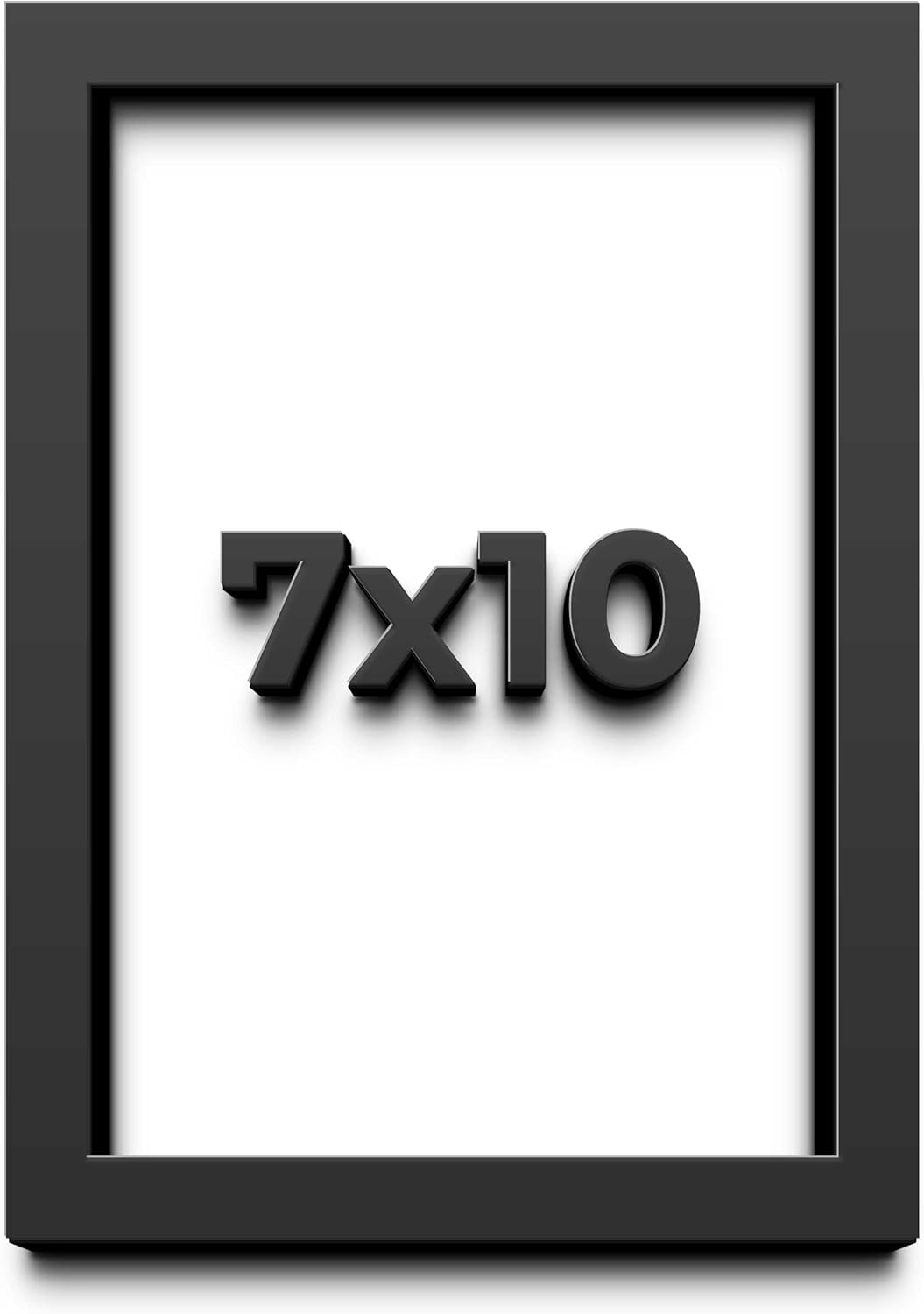 7x10 Shadow Box Black Solid Wood Display Frame with White Acid-Free Backing UV Acrylic & Hanging Hardware - with 3/4" Usable Depth