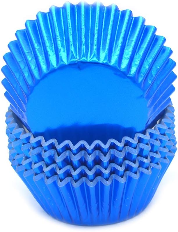 Standard Blue Foil Cupcake Liners Muffin Baking Cups for Party and More, 100-Count