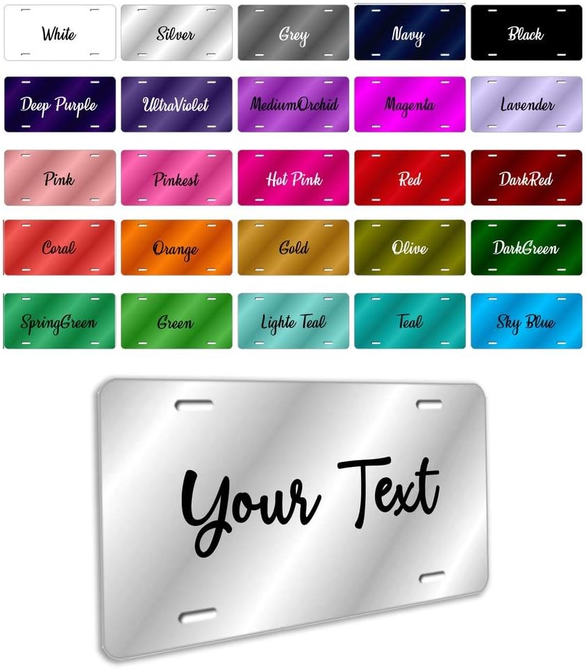 Metal Automotive License Plate, Custom Personalized Text Logo Image Photo Design Work,Customized Tag Aluminum License Plates for Front of Car - 2 or 4 Holes - US/Canada Size 12x6 inches