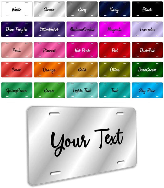 Metal Automotive License Plate, Custom Personalized Text Logo Image Photo Design Work,Customized Tag Aluminum License Plates for Front of Car - 2 or 4 Holes - US/Canada Size 12x6 inches