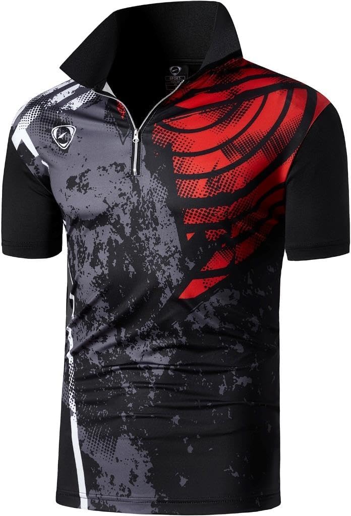jeansian Men's Sport Outdoor Quick Dry Fit Short Sleeves Polo Tee Shirt Tshirt T-Shirt Tops Golf Tennis Bowling LSL195