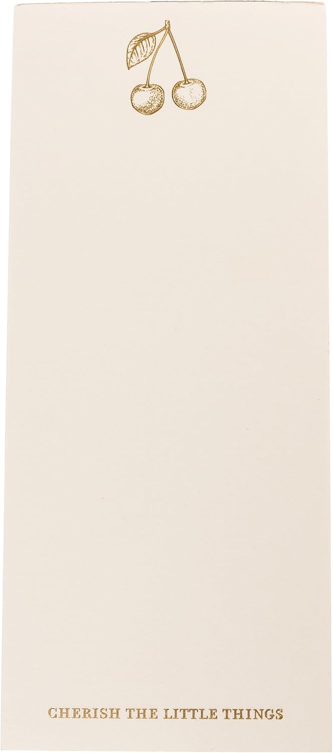 Graphique Cherries Designer List Pad Luxe Collection, Gold Foil Embossed To-Do Notepad, Writing Pad with150 Pages, 4” x 9.75”