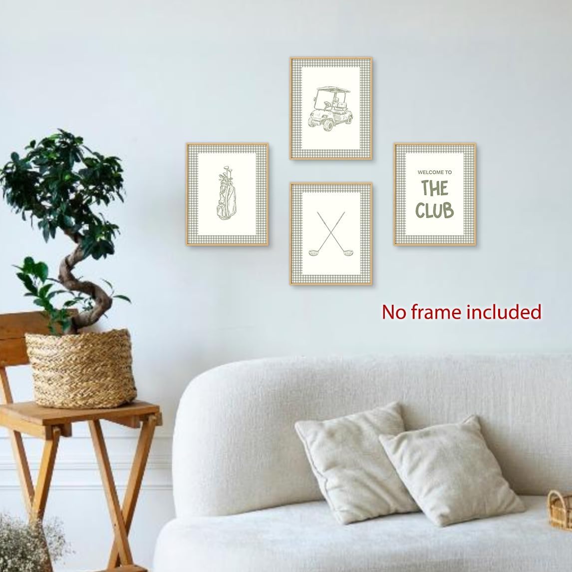 laveliabel Golf Wall Art Prints Set of 4 Unframed, Golf Pictures Wall Decor, GolfGifts for Men, Green Checkered Welcome to The Club Poster Prints for Home Room GolfOffice WallDecor 8x10inches