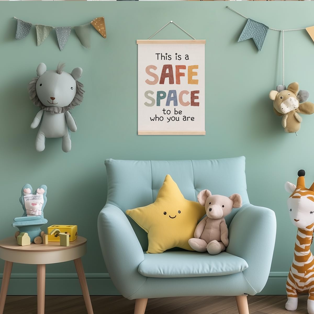 Inspirational Boho Poster Hanger, Therapy Office Decor Growth Mindset Wall Decor, Educational Posters Wall Art Wall Hanging Banner Home Calming Corner Counseling Psychologist Office Decor