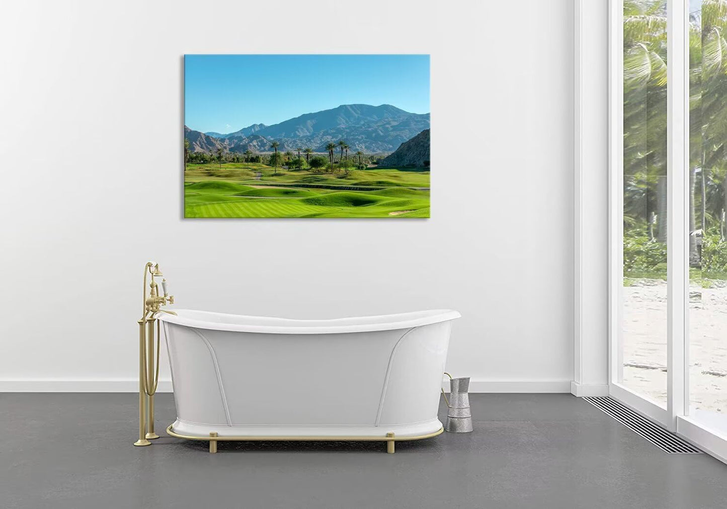 California Golf Course wiTh Palm Tree Wall Art Picture - California Golf Course Wall Decor for Living Room Bedroom Bathroom Home Decorations Canvas Prints Framed Ready to hang(18''H x 24''W)