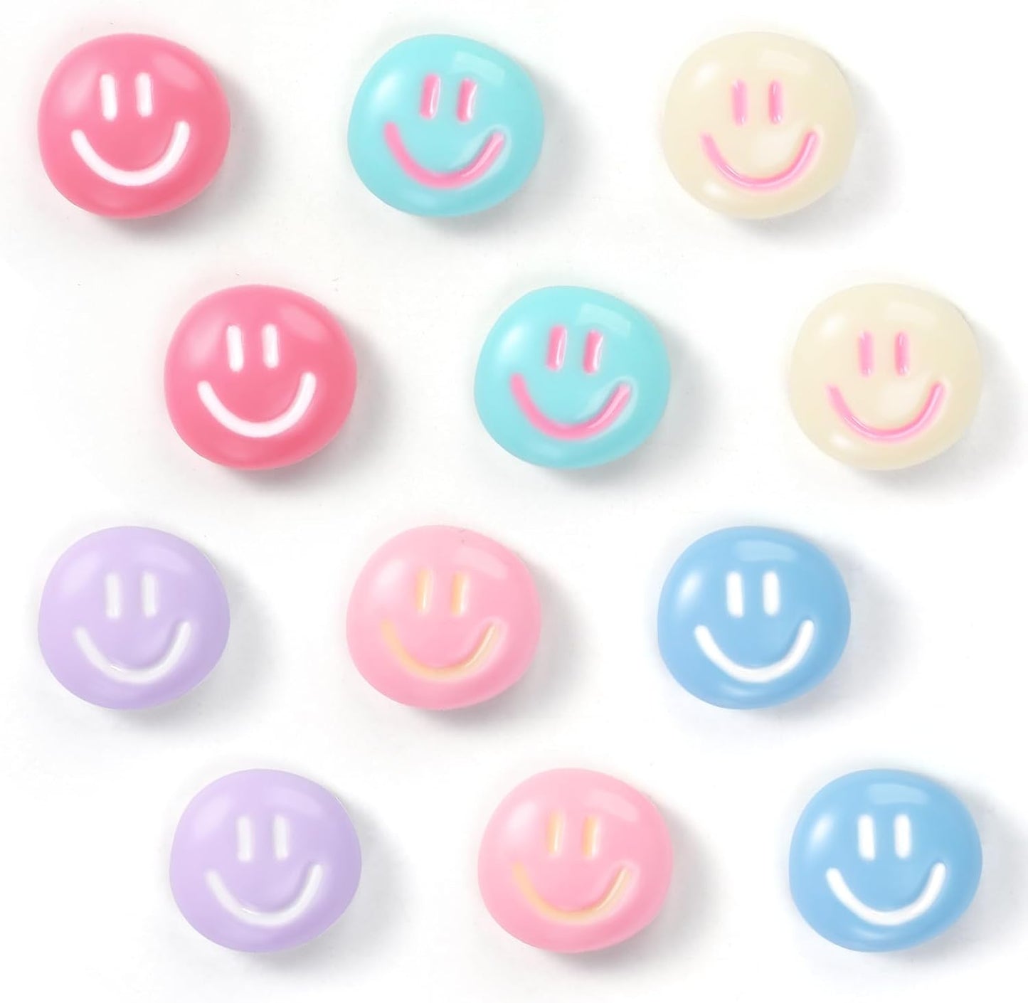 12Pcs Fridge Magnet Cute,6 Colors Refrigerator Magnet, Resin Smile Face Decorative Magnets, Smile Magnets for Whiteboard Cabinet Locker Classroom Kitchen Office