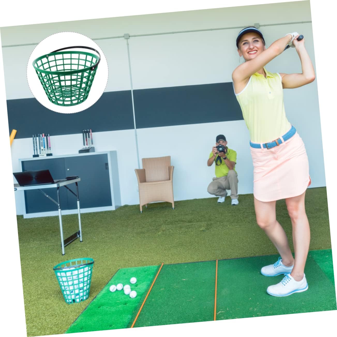 Portable Golf Ball Storage Basket Container with Handle for Outdoor Sports Practice Organizing Balls and