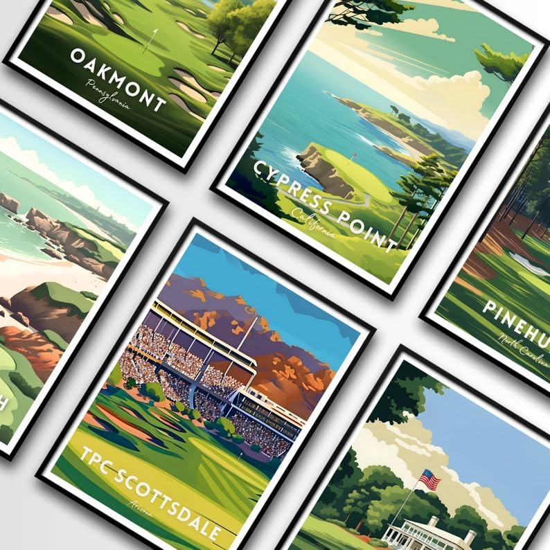 Nationcog TPC Scottsdale Golf Wall Art Poster, Arizona Desert Golf Course Print for Office or Bedroom, Vintage Sports Decor for Men, Unique Dad or Husband Gift Idea (Unframed) (12x18)